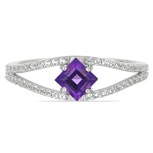 BUY NATURAL AFRICAN AMETHYST GEMSTONE CLASSIC RING IN 925 SILVER